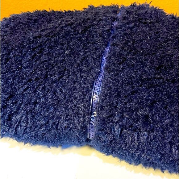 KIDPIK Fuzzy Bomber Jacket Super Dark Navy Almost Black Girls Size 12 L Zip Up - Picture 3 of 10